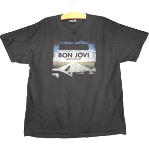 Hanes Heavyweight Men's Bon Jovi Lost Highway T-Shirt Black XL Rock Band